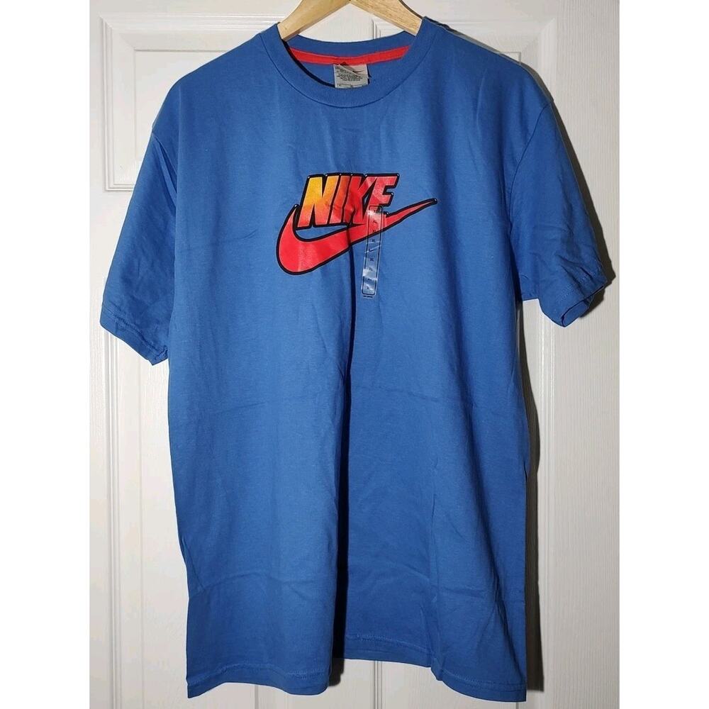 Men's Nike Shirt Center Swoosh Spell Out Silver Tag Vintage Tee Y2K - XL NWT